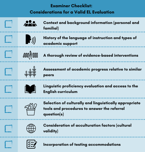 Examiner Checklist: Considerations for a Valid EL Evaluation