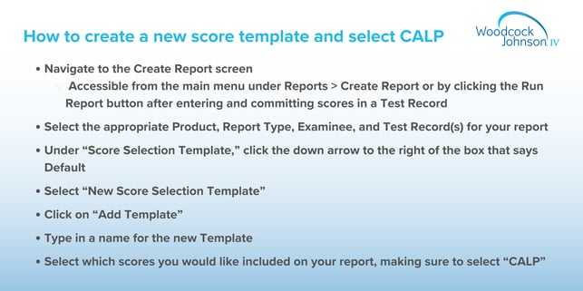 How to create a new score template and select CALP