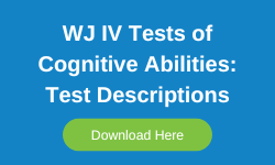 Download Button for the test descriptions of the WJ IV Test of Cognitive Abilities.